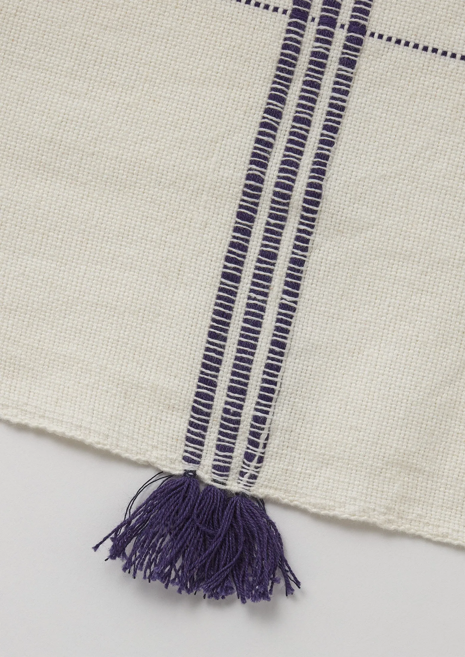 Hand Woven Cotton Tablecloth | Ecru/Provence Blue