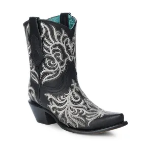 LD Black Embroidery Ankle Bootie - Corral Boots