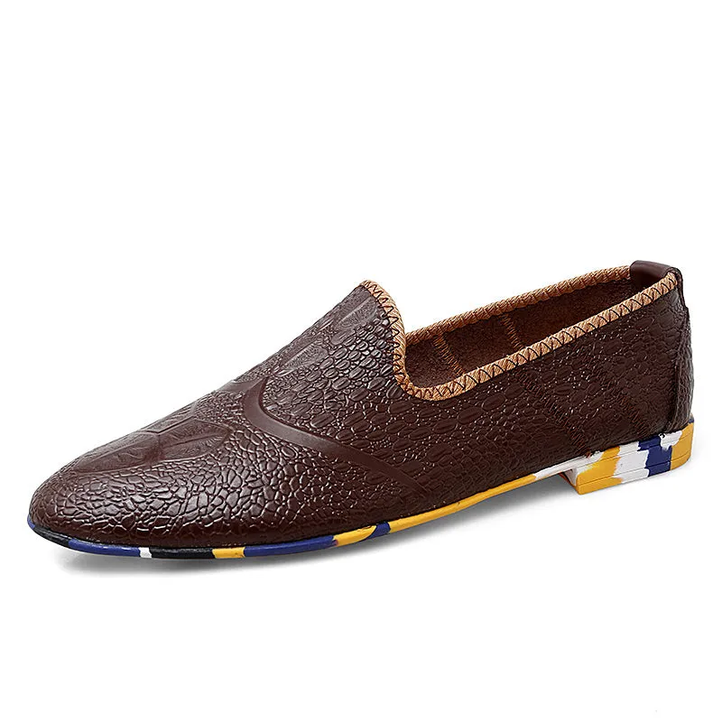 Men's Leather Flats Slip-on Loafers Comfort Casual Shoes | 2093