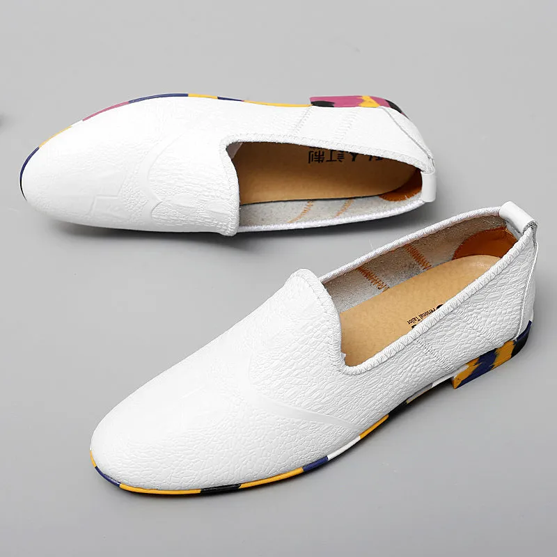 Men's Leather Flats Slip-on Loafers Comfort Casual Shoes | 2093