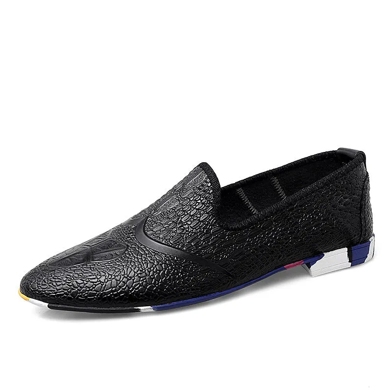 Men's Leather Flats Slip-on Loafers Comfort Casual Shoes | 2093