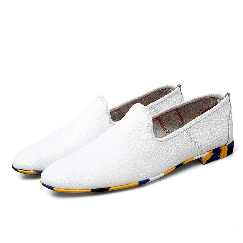 Men's Leather Flats Slip-on Loafers Comfort Casual Shoes | 2093