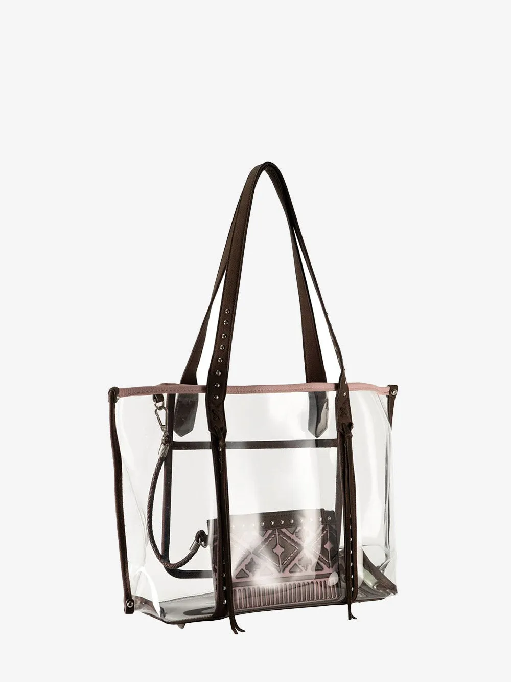 Montana West Aztec PVC Embossed Clear Tote Bag