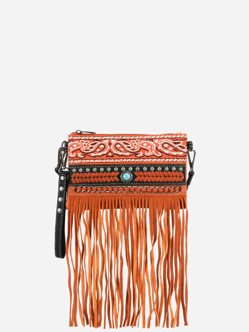 Montana West Embroidered Fringe Crossbody Wristlet