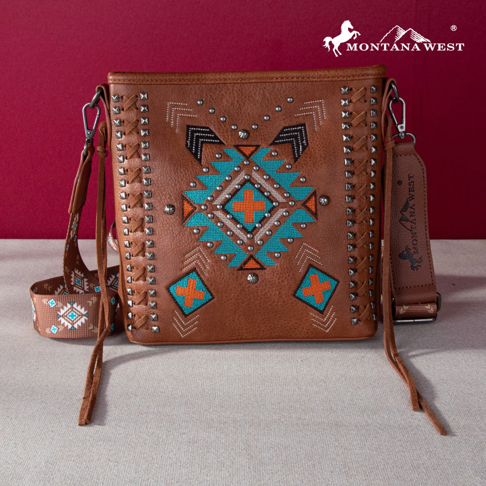 MW1248G-9360  Montana West Embroidered Aztec Collection Concealed Carry Crossbody