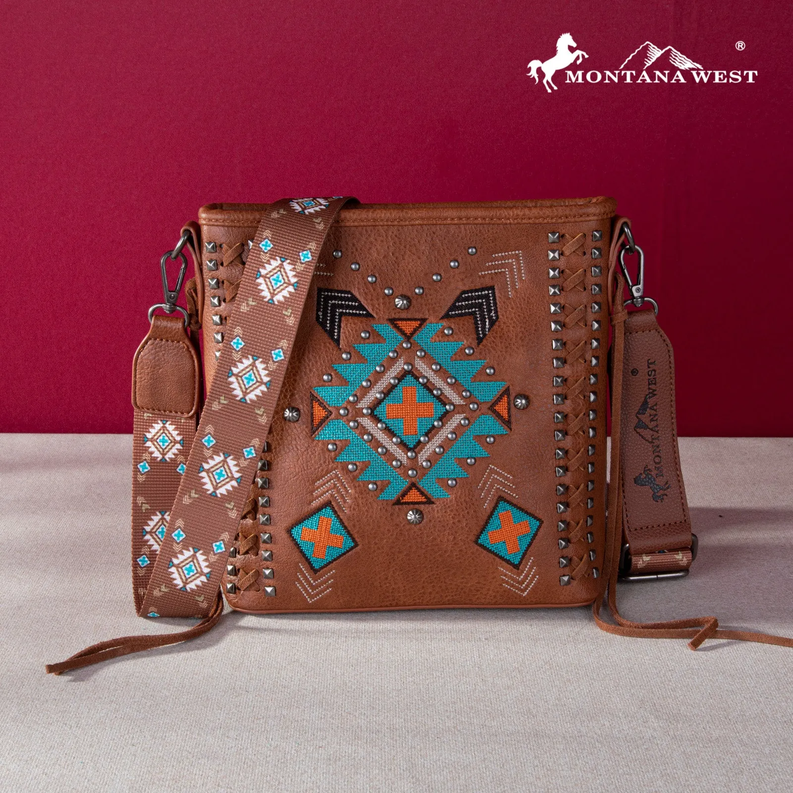 MW1248G-9360  Montana West Embroidered Aztec Collection Concealed Carry Crossbody