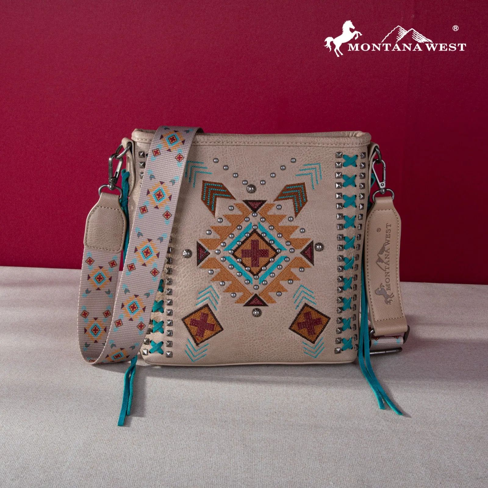 MW1248G-9360  Montana West Embroidered Aztec Collection Concealed Carry Crossbody