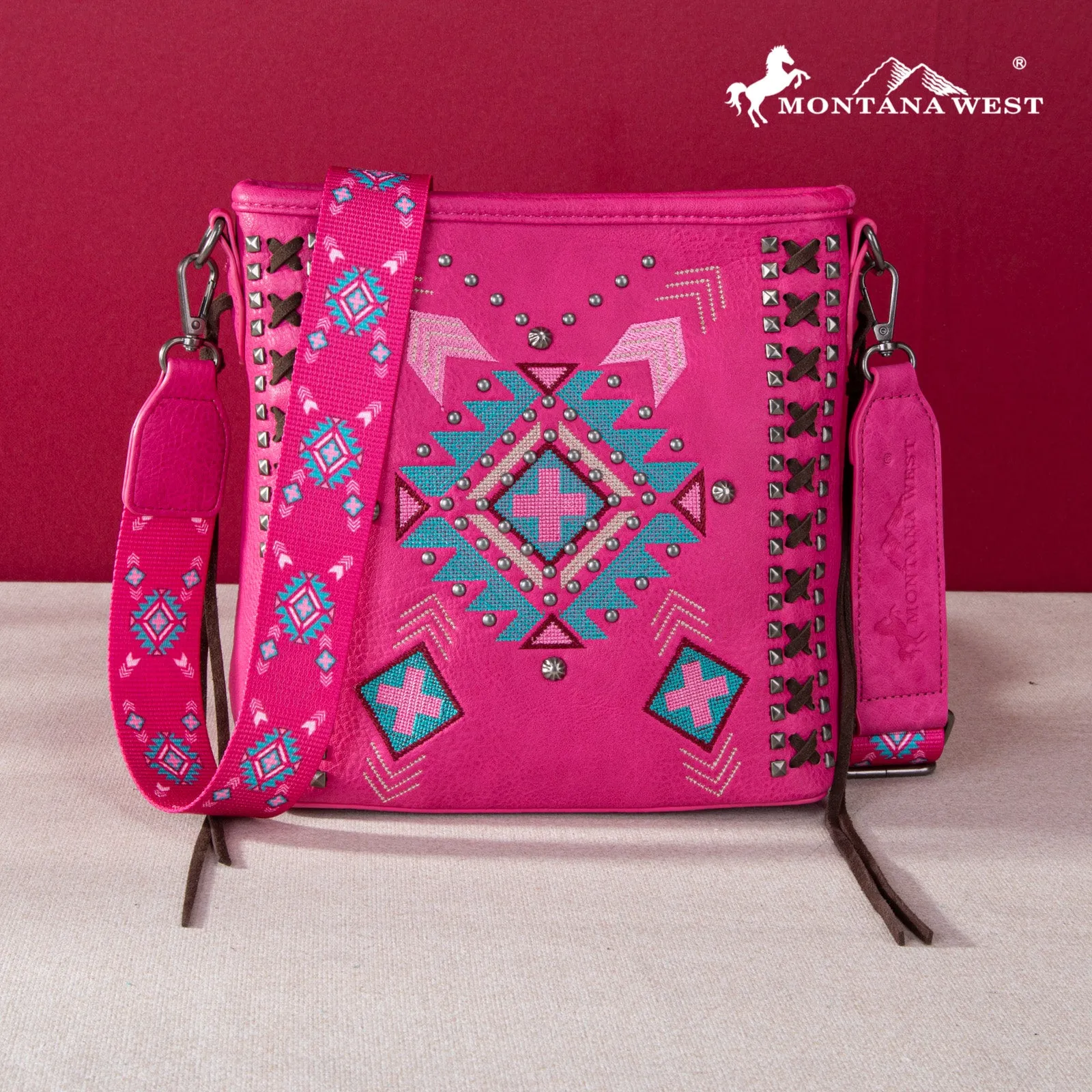 MW1248G-9360  Montana West Embroidered Aztec Collection Concealed Carry Crossbody