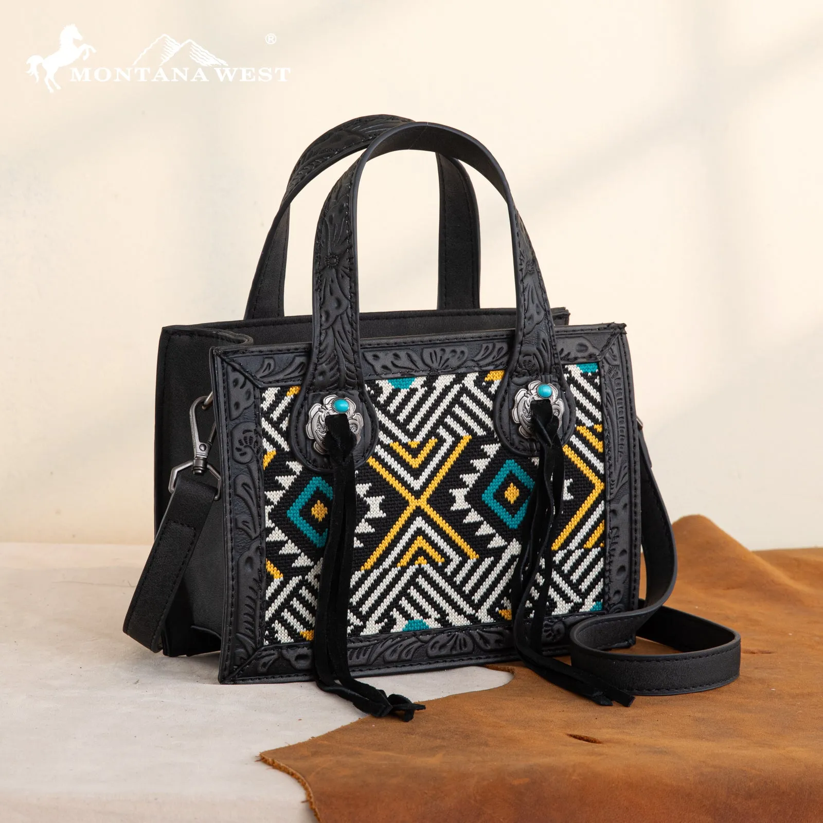 MW1292-8121  Montana West Aztec Tapestry Mini Tote/Crossbody