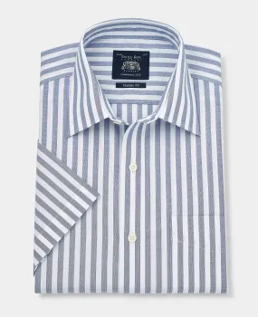 Navy White Classic Fit Short Sleeve Striped Shirt