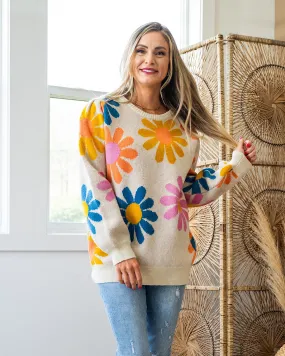 NEW! Bright Daisy Sweater - Taupe