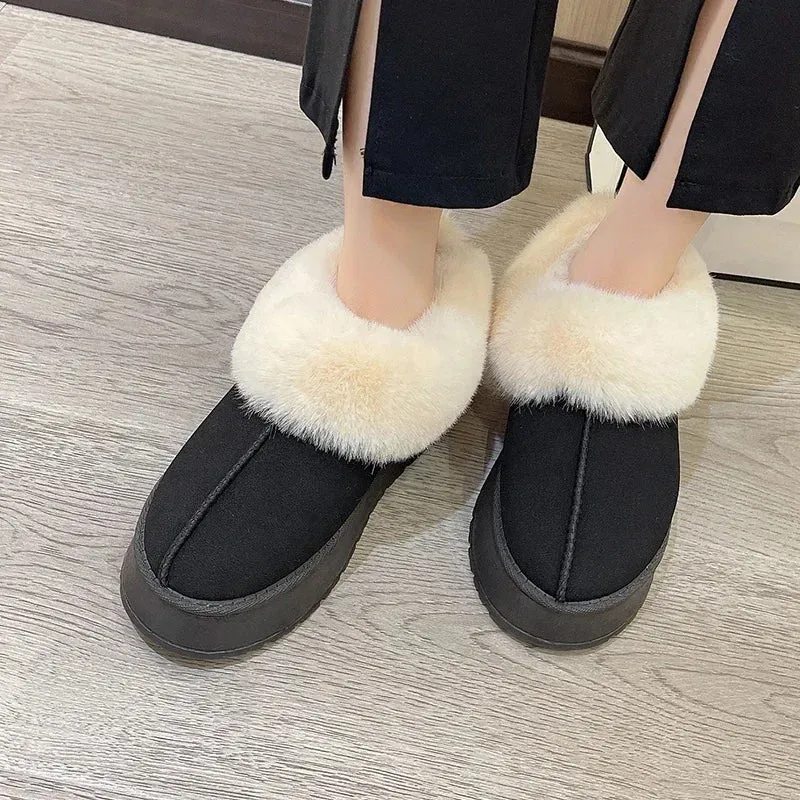 New Warm Boots Women Winter Flats Shoes Short Plush Fur Ankle Snow Boots Casual Shoes Sport Suede Motorcycle Botas