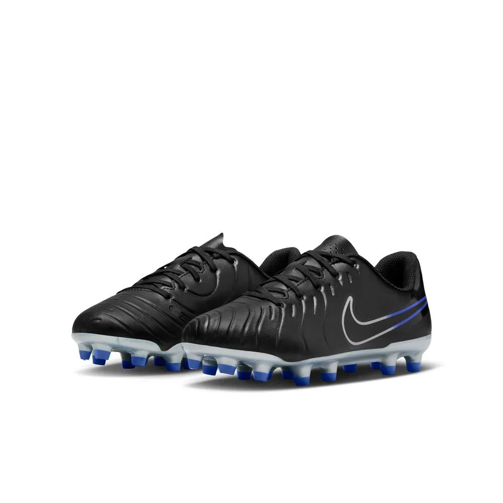 Nike Tiempo Legend 10 Club FG/MG Jnr Football Boots (Black/Chrome/Hyper Royal)