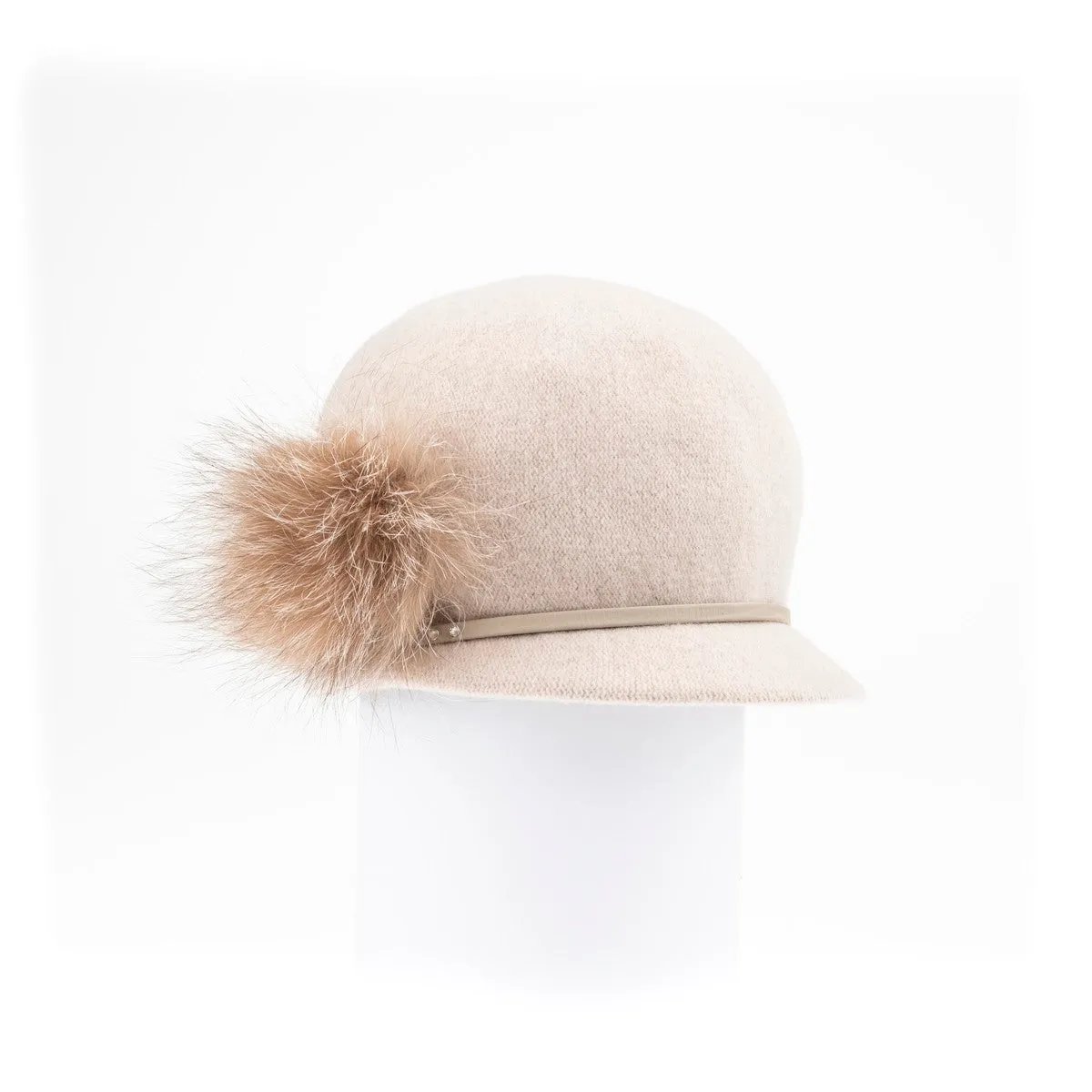 OSANNA - ORMOS CAP WITH SWAROVSKI SIDE POM FUR