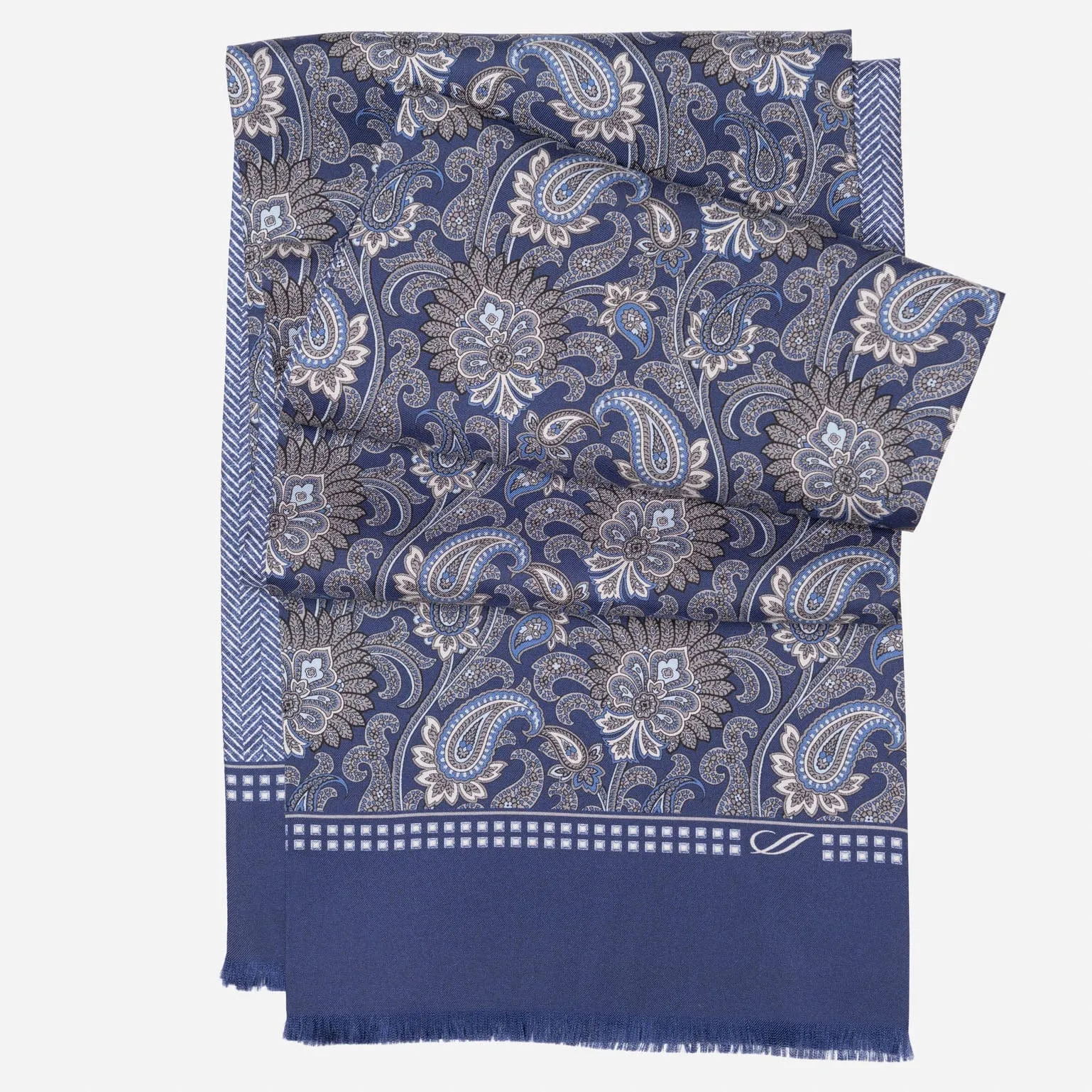 Pasquino - Reversible Silk Scarf - Navy