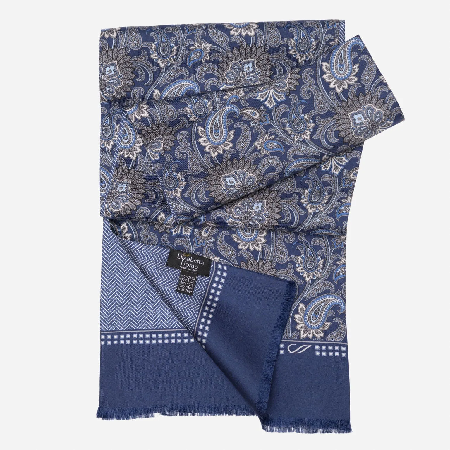 Pasquino - Reversible Silk Scarf - Navy