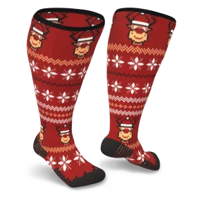 Red Rudolph Diabetic Compression Socks