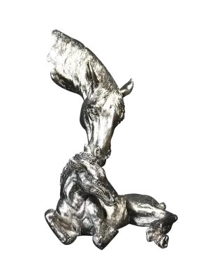 Richard Cooper Pony & Foal Nickel Resin Sculpture