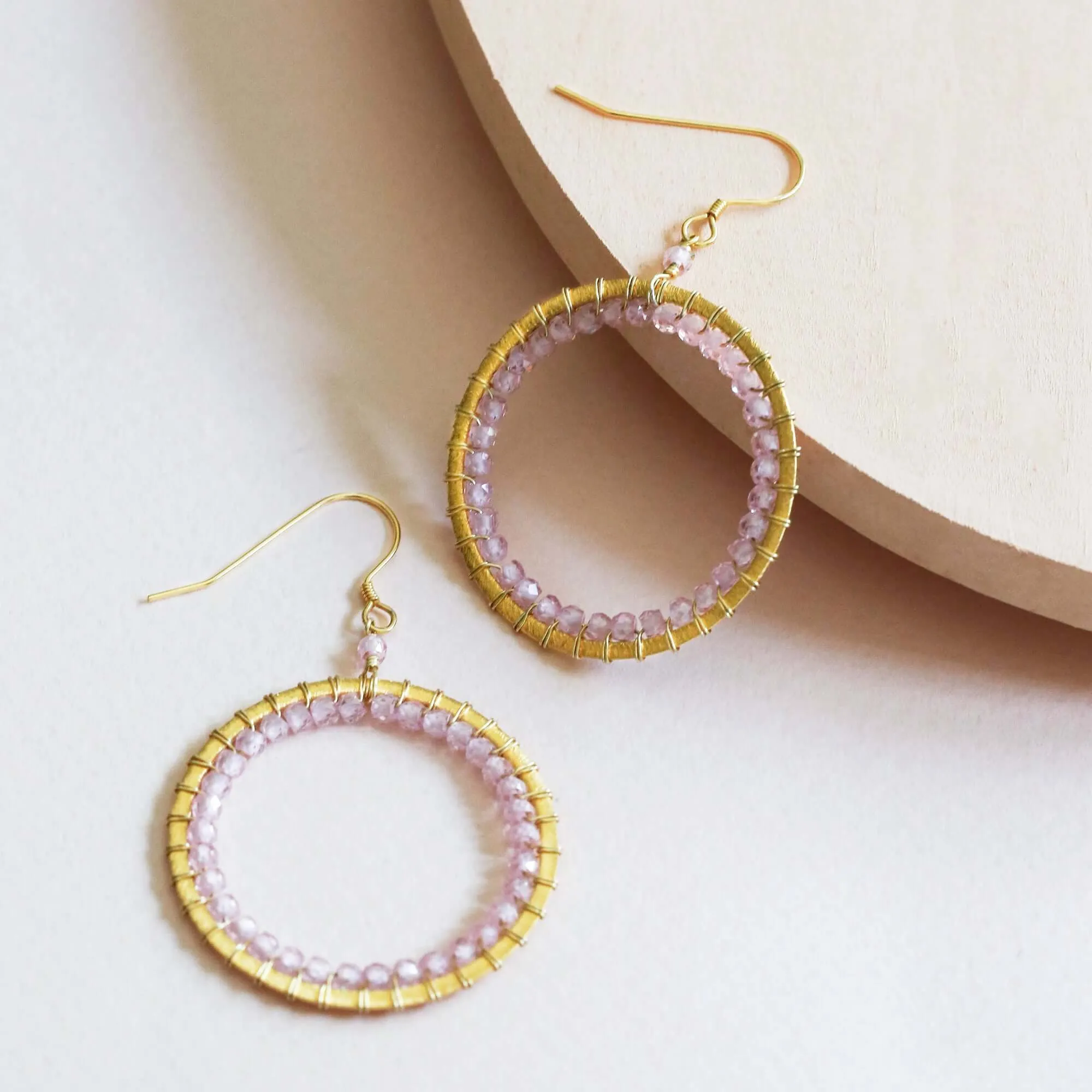 Rose Quartz Halo Earrings