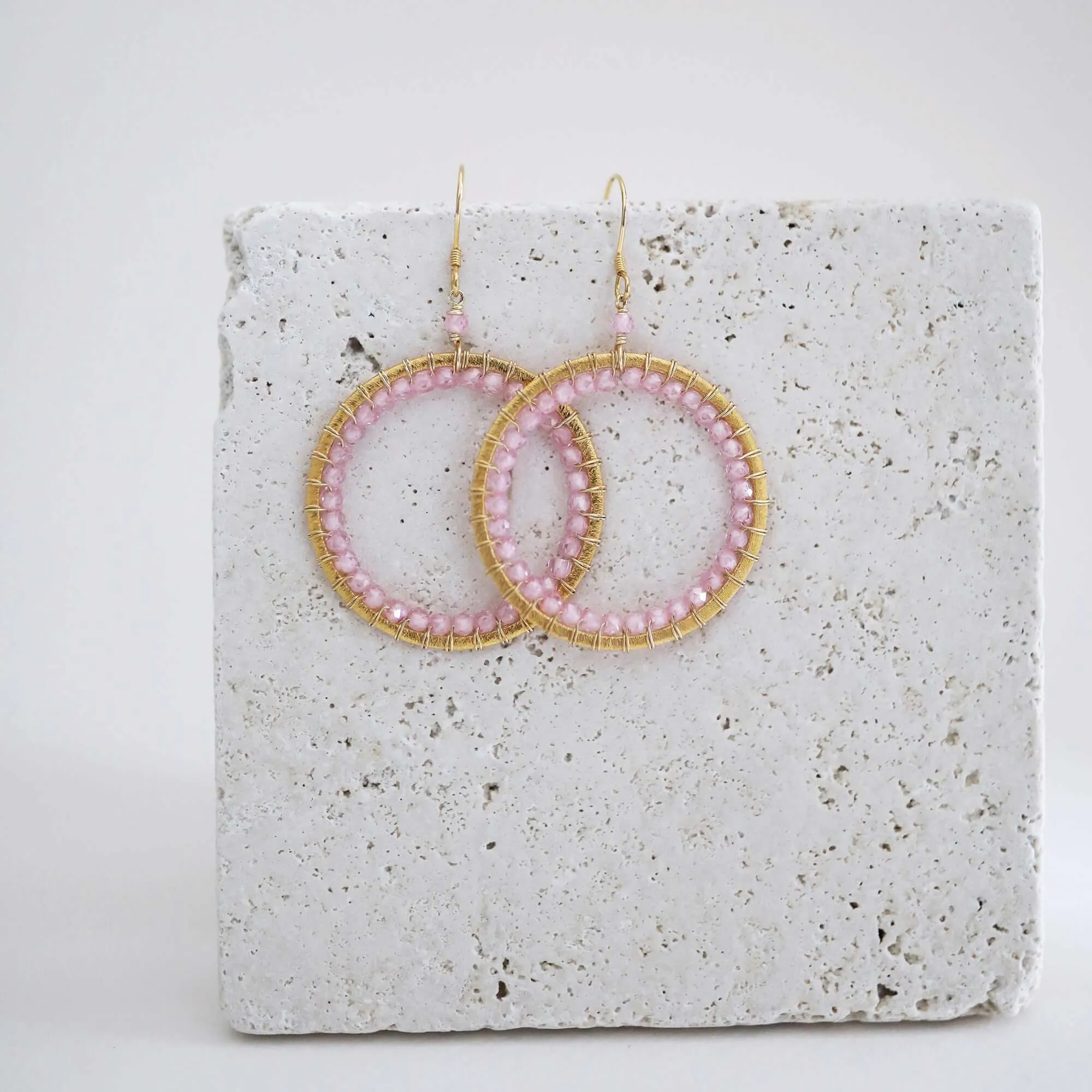 Rose Quartz Halo Earrings