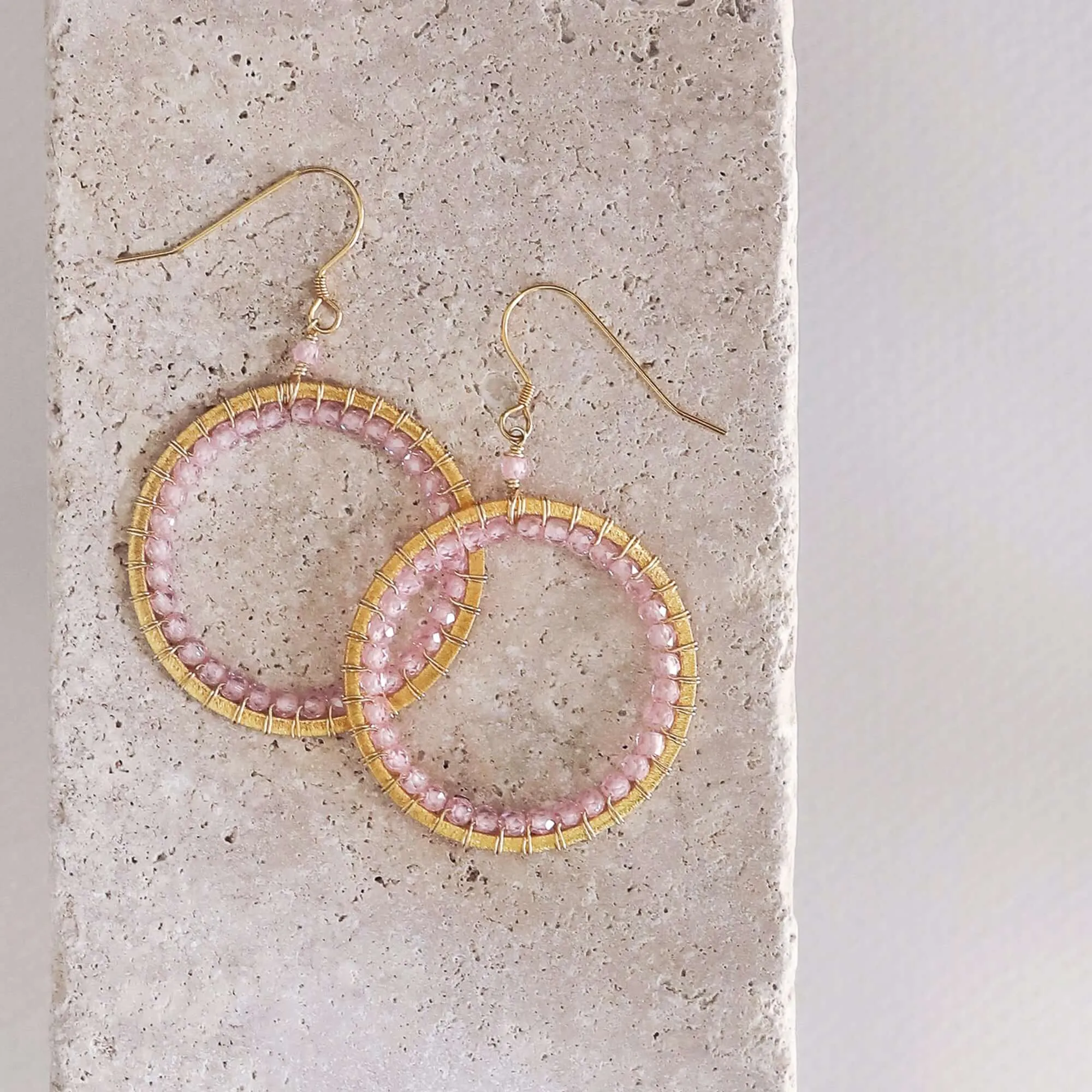 Rose Quartz Halo Earrings