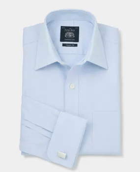 Sky Blue Diamond Dobby Classic Fit Formal Shirt - Double Cuff