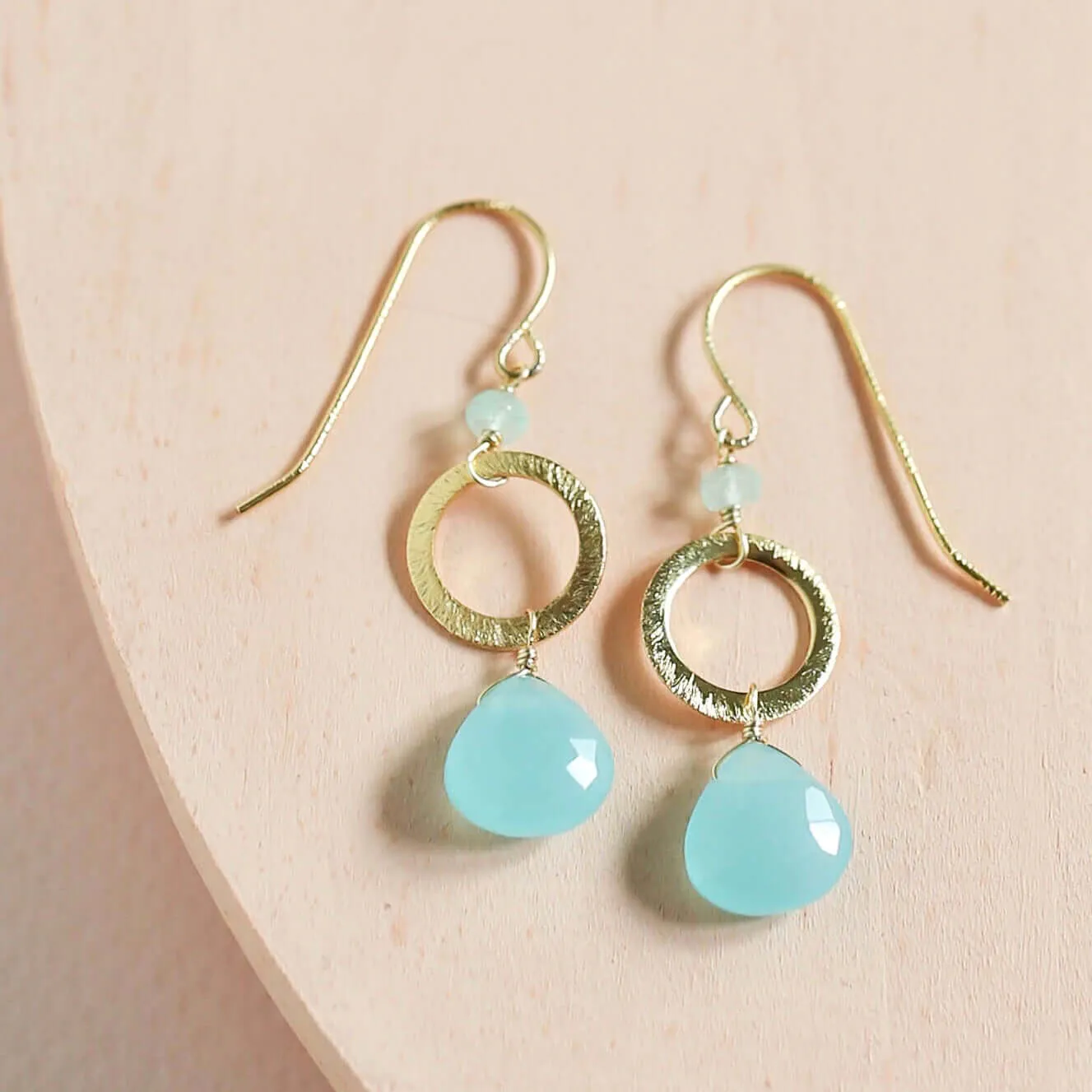 The Airie Earring - Blue Chalcedony Gold