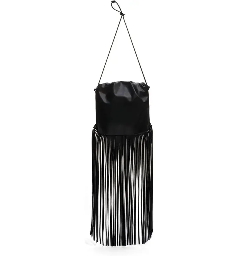 The Fringe Pouch In Black Nappa Leather