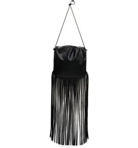 The Fringe Pouch In Black Nappa Leather