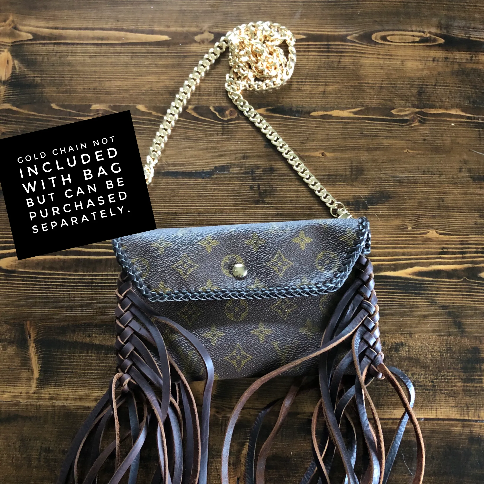 The Wren - Full Monogram Fringed Vintage Wristlet/Crossbody/Clutch