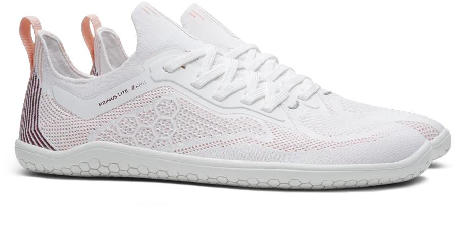 Vivobarefoot Women's Primus Lite Knit White Peach Melba