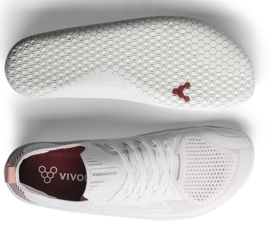 Vivobarefoot Women's Primus Lite Knit White Peach Melba