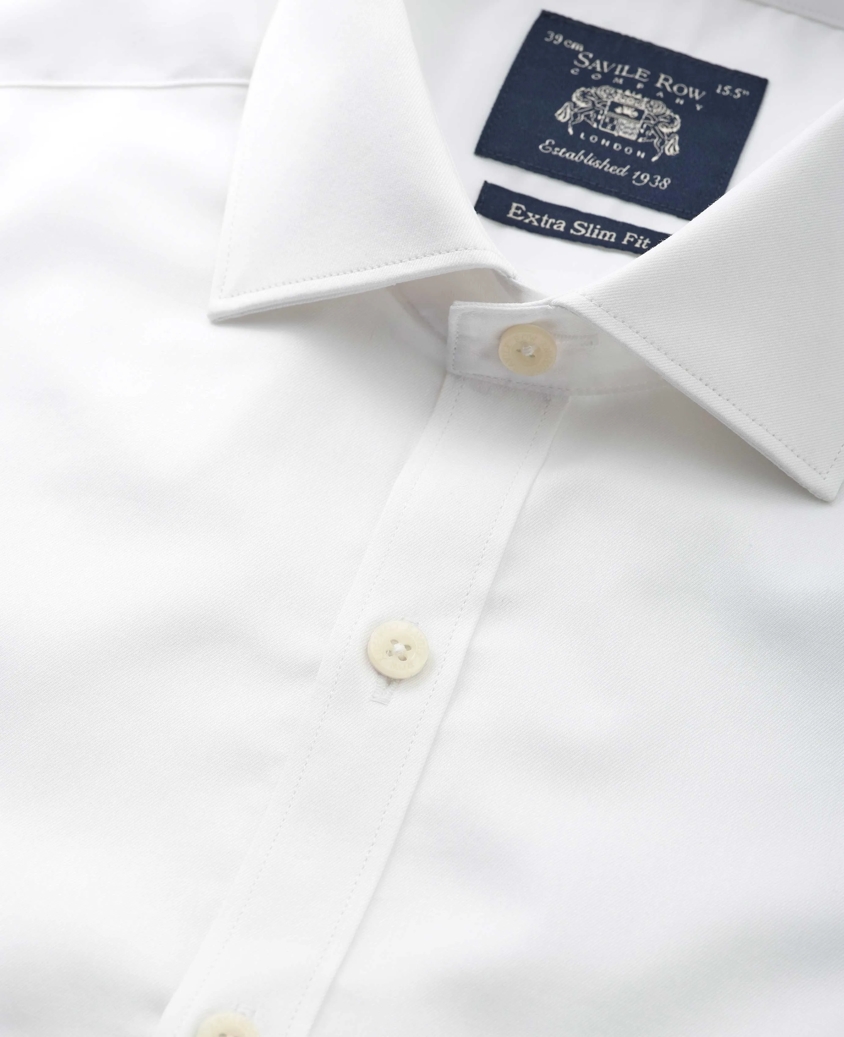 White Twill Extra Slim Formal Shirt - Single Cuff