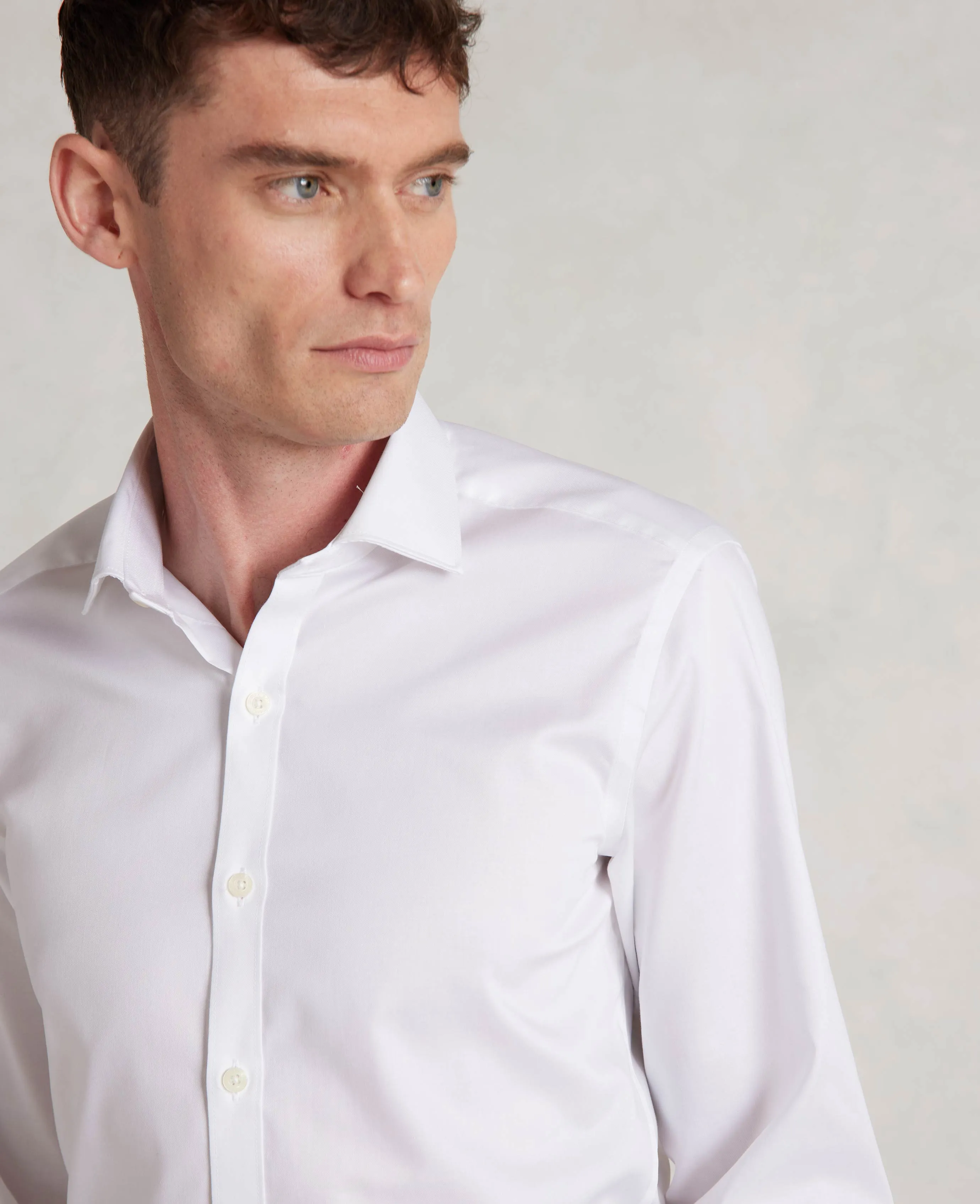 White Twill Extra Slim Formal Shirt - Single Cuff